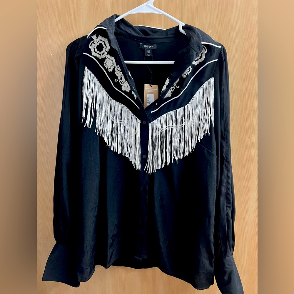 Nastygal Embroidered Fringe Western Shirt